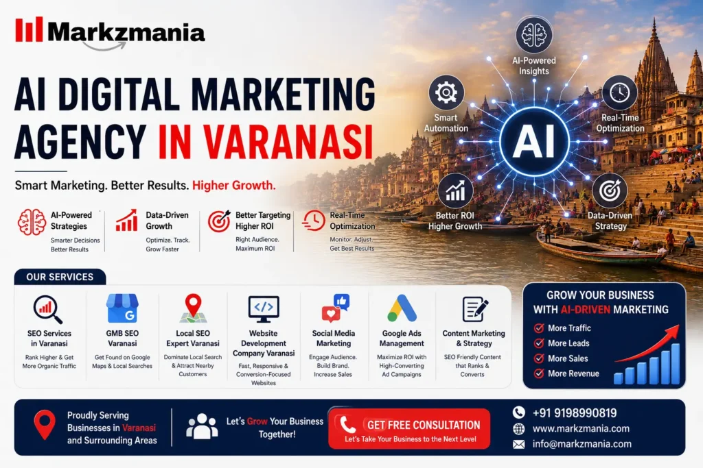AI digital marketing agency in Varanasi banner Markzmania